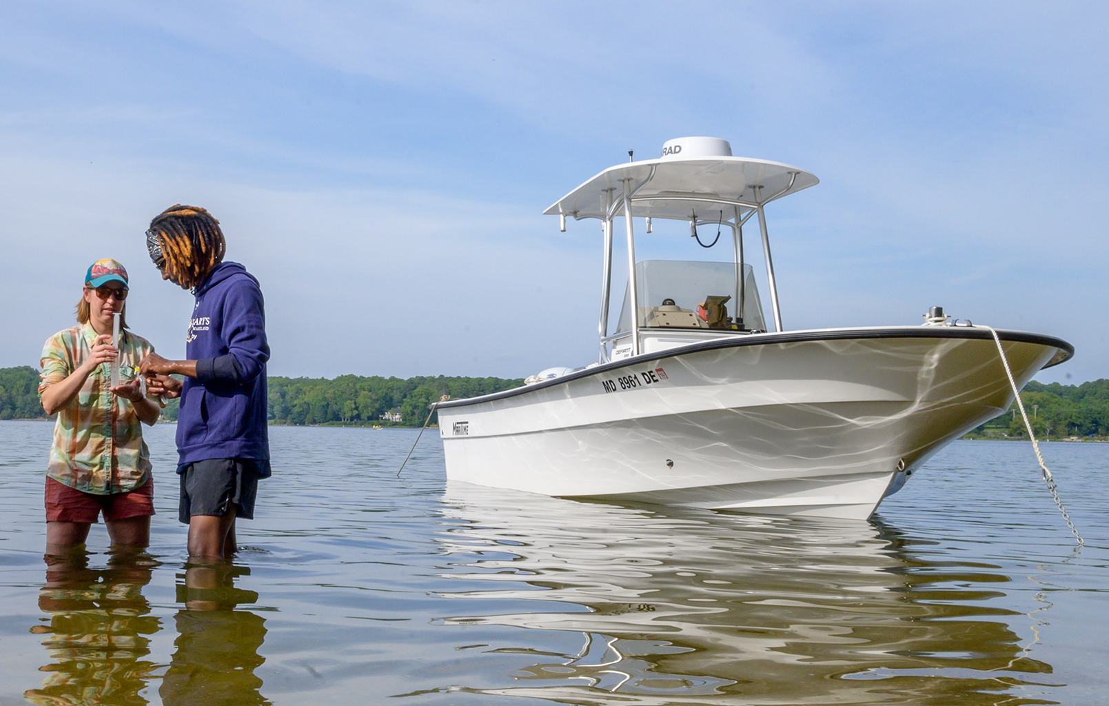 Marine Science Students researching in the St. Mary's river 